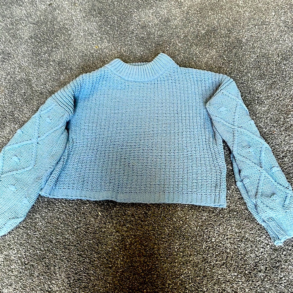 Fuzzy baby blue girls sweater